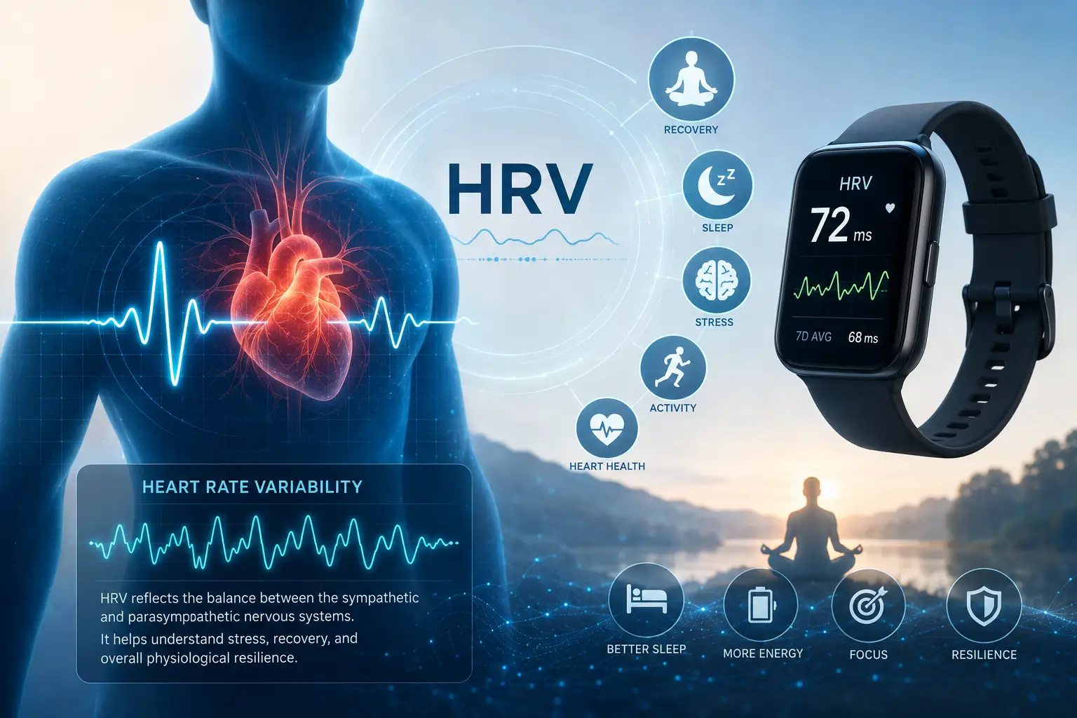 Heart rate variability monitoring with a smartwatch and health analytics